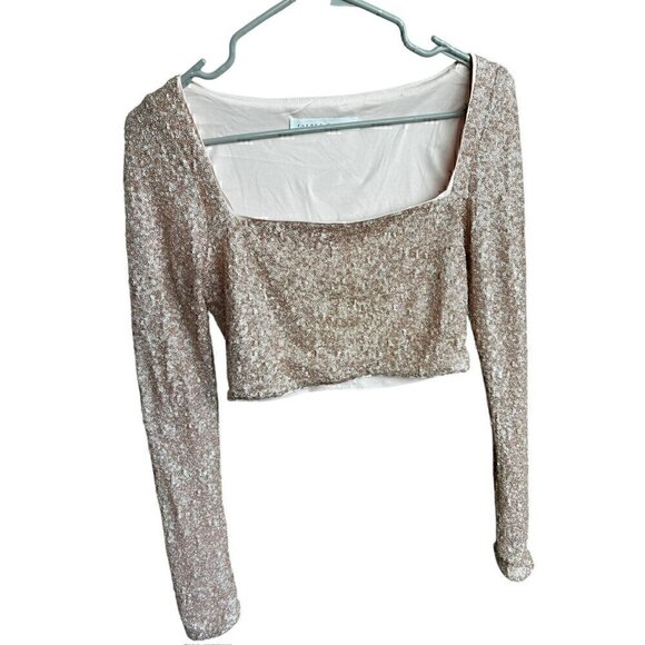 Susana Monaco Tops - Susana Monaco Sequin Long Sleeve Crop Top Women SM Taylor Swift Era Holidays